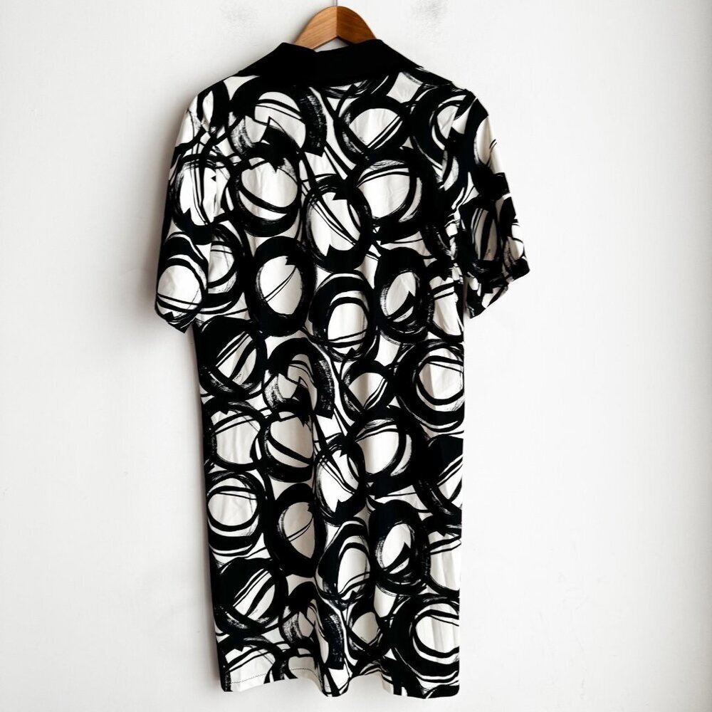 Shan Black White Geometric Print Scuba Fabric Dress XL - Picture 4 of 6